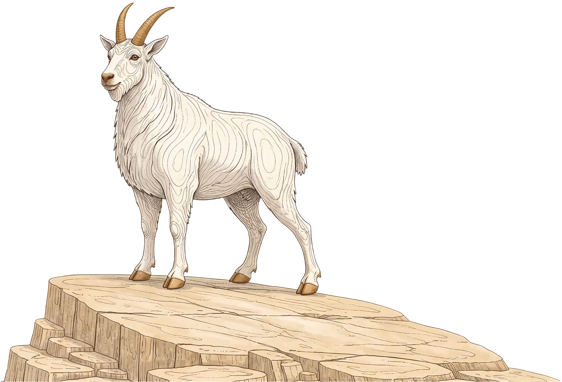Cashmere mountain goat mascot — precision and sure-footedness on complex terrain